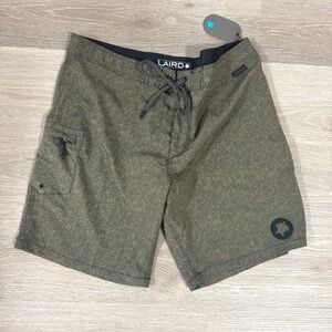 Laird Board Shorts Mens 36 Green Geometric Print Limited Edition Swim Trunks NWT